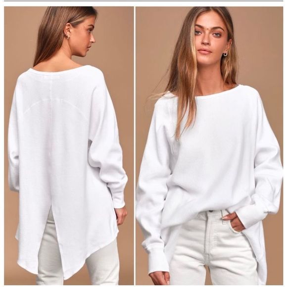 NWT We The Free | Free People Amelia Waffle Knit Oversized Top - Picture 8 of 8